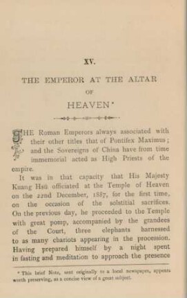 XV. The emperor at the altar of heaven
