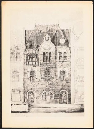 Wohnhaus mit Restauration: Ansicht, Schnitt (aus: Drucke von Seminararbeiten der Königlich Technischen Hochschule Berlin, Bd. II)