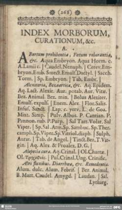 Index Morborum Curationum, &c.