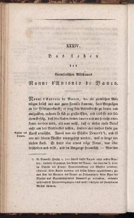 XXXIV. Das Leben des florentinischen Bildhauers Nanni d'Antonio di Banco.