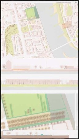 Parkgestaltung an den Ufern zwischen Frankfurt/Oder und Slubice Schinkelwettbewerb 2006: Lageplan 1:1000, Ansicht, Schnitt 1:200