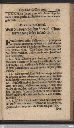 Das XLVIII. Capitel. Von den vornehmsten Special-Charten von gantz Asien insonderheit