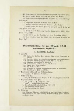 Zusammenstellung der aus Abschnitt IX B gewonnenen Ergebnisse