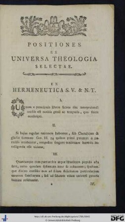 Positiones Ex Universa Theologia Selectae.
