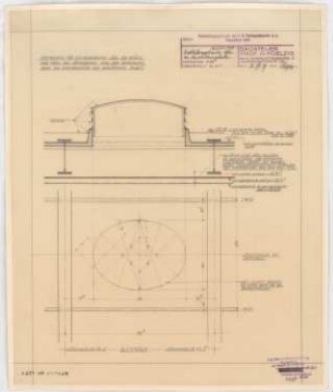 I.G.-Farben, Frankfurt/Main Verwaltungsgebäude: Ausstellungshalle: Entlüftungshabe, Grundriss, Schnitt 1:20