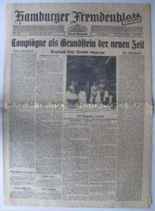 Tageszeitung "Hamburger Fremdenblatt" zu den Waffenstillstandsverhandlungen mit Frankreich