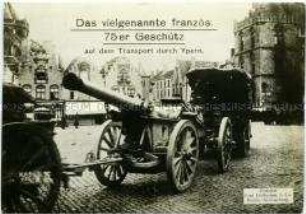 Eine französisches Geschütz "Canon de 75 modèle 1897" in Ypern