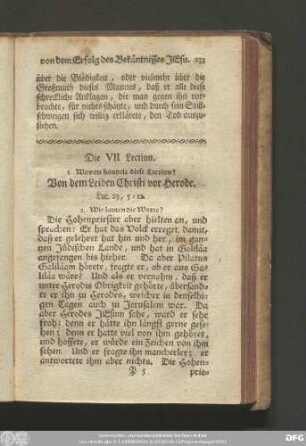 Die VII Lection. Von dem Leiden Christi vor Herode.