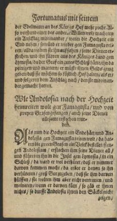 Wie Andolosia nach der Hochzeit heimreiten wolt gen Famagusta/ und von zweyen Grafen gefangen ...