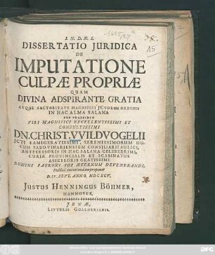 Dissertatio Iuridica De Imputatione Culpae Propriae