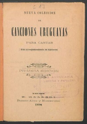 Nueva colección de canciones uruguayas : Para cantar con acompañamiento de guitarra