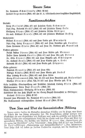 Vom Sinn und Wert der humanistischen Bildung