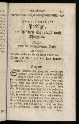 447-460, Vier und dreyßigste Predigt
