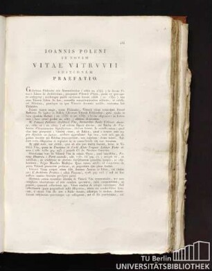Ioannis Poleni in novam Vitae Vitruvii editionem