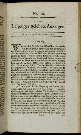 No. 92. Den 15ten November 1790.