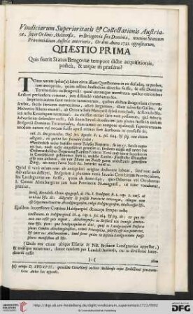 Quaestio Prima