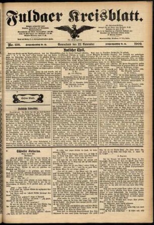 Erste Ausgabe vom Samstag, den 22. November 1902.