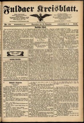 Erste Ausgabe vom Samstag, den 22. November 1902.