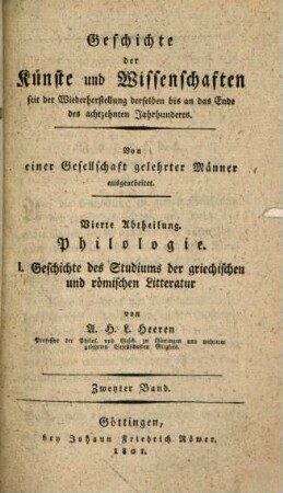 Geschichte des Studiums der classischen Litteratur seit dem Wiederaufleben der Wissenschaften : Mit einer Einl., welche die Geschichte der Werke der Classiker im Mittelalter enthält, 2. Das fünfzehnte Jahrhundert