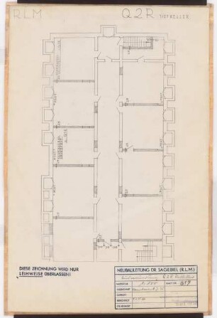 Reichsluftfahrtministerium, Berlin: Teilgrundriss Q2R (KG) 1:100
