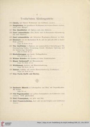 Textilarbeiten, Kleidungsstücke (Nr. 215-248)