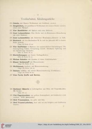 Textilarbeiten, Kleidungsstücke (Nr. 215-248)