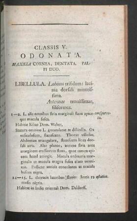 Classis V. Odonata.