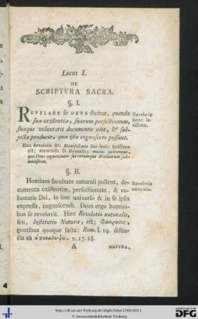 Locus I. De Scriptura Sacra.