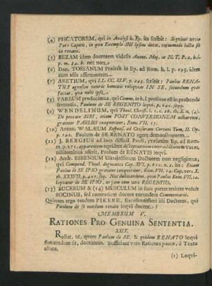 Membrum V. Rationes Pro Genuina Sententia.