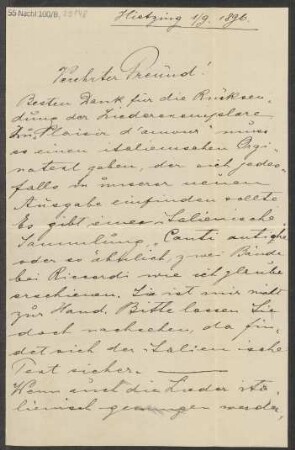 Brief an B. Schott's Söhne : 01.09.1896