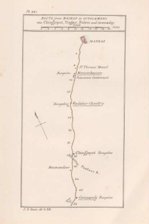 Pl. XXI Route from Madras to Ootacamund via Chingleput, Tiagar, Salem and Avenashy