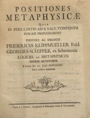 Positiones metaphysicae