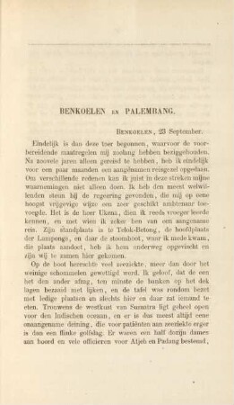 Benkoelen en Palembang