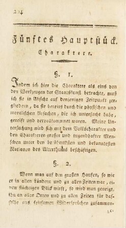 Fünftes Hauptstück. Charaktere
