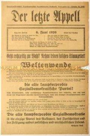 Sonderdruck der SPD zur Reichstagswahl 1920