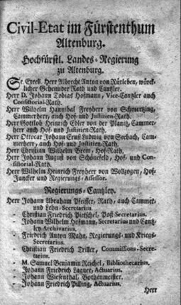 Civil-Etat im Fürstenthum Altenburg