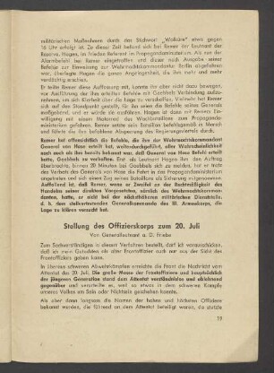 Stellung des Offizierskorps zum 20. Juli