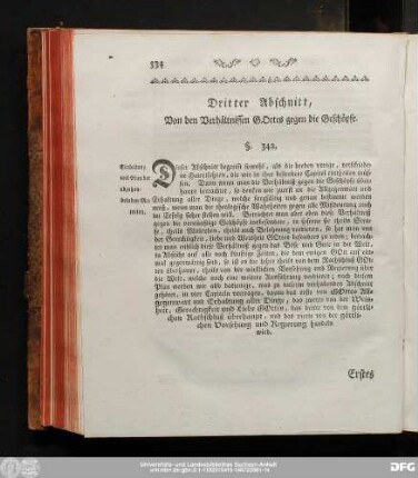 Dritter Abschnitt, Von den Verhältnissen Gottes gegen die Geschöpfe.