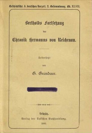 Bertholds Fortsetzung der Chronik Hermanns von Reichenau