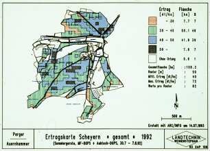 Ertragskarte Scheyern * gesamt * 1992 (Sommergerste, MF-DGPS + Ashtech-DGPS, 30.7. - 7.8.1992)