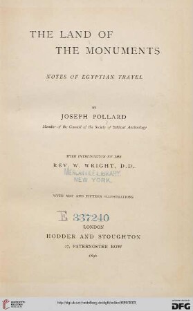 The land of the monuments : notes of Egyptian travel