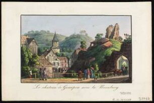 Ansicht der Rosenburg/Hrad Krupka in Graupen/Krupka in der Böhmischen Schweiz, Stich, um 1835