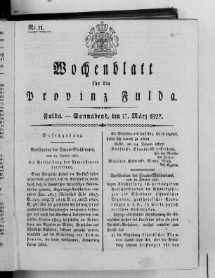 Nr. 11, Ausgabe vom 17. März 1827
