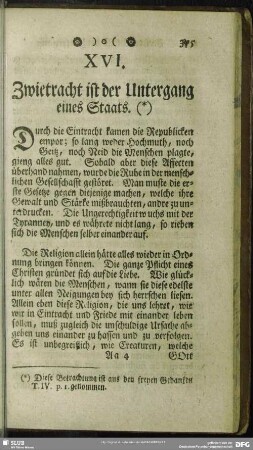 XVI. Zwietracht ist der Untergang eines Staats
