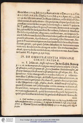 IV. De Omnipræsentia Humanæ Christi Naturæ.