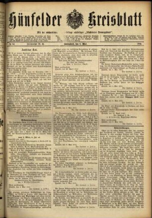 Ausgabe vom Samstag, den 08. Mai 1915.