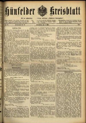 Ausgabe vom Samstag, den 08. Mai 1915.