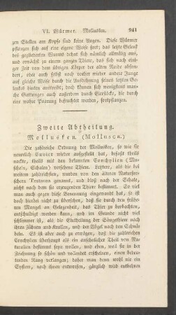 Zweite Abtheilung. Mollusken. (Mollusca.)