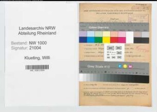 Entnazifizierung Willi Klueting, geb. 11.04.1912 (Kriminalbeamter)