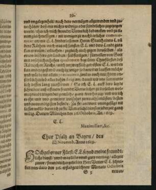 39-44, Chur Pfaltz an Bayrn den 14. Nouemb., 24. Nouemb. Anno 1619